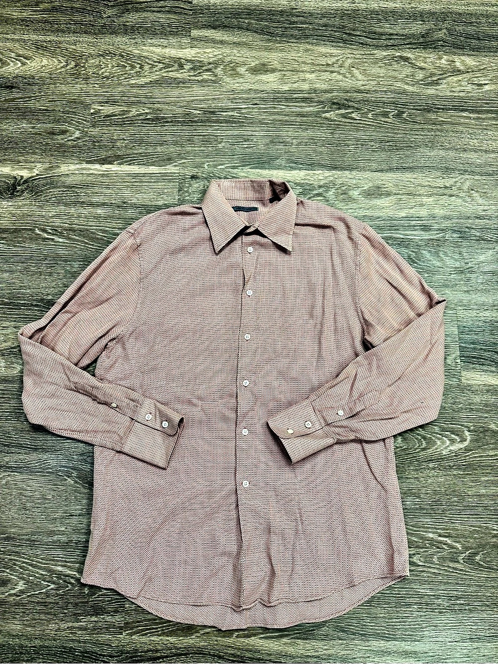 John Varvatos Men's XL Pink Geometric Print Cotton Button Up Shirt Italy